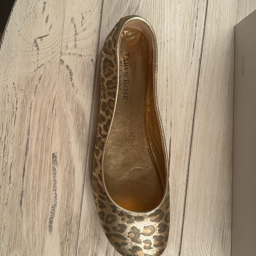 Gold Taryn Rose  Branda-Napa Silk Flats. - Picture 3 of 8